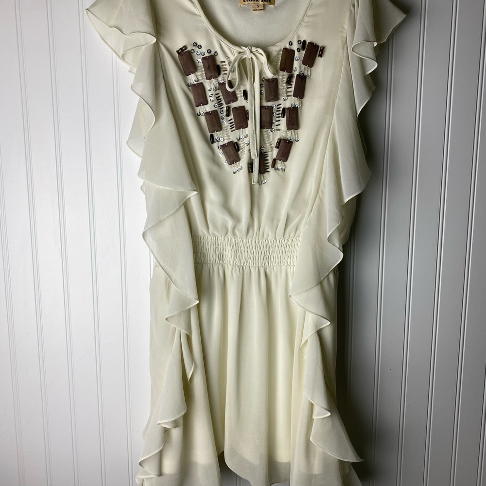 Double Zero Ivory Dress Keyhole Beading Front - Picture 3 of 10